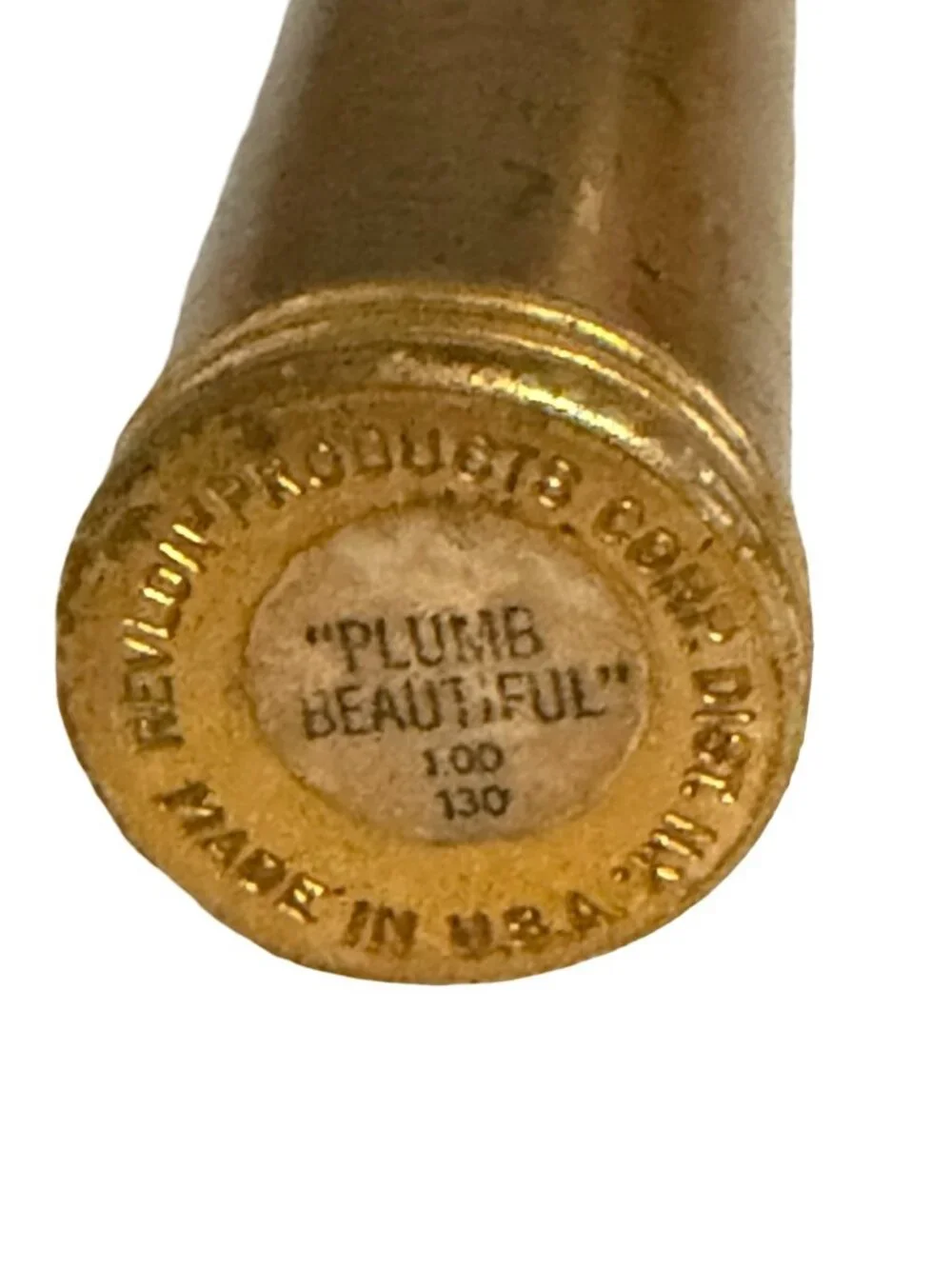 Vintage 1940s Revlon Plumb Beautiful Bullet Lipstick Tube Brass Cosmetic Case